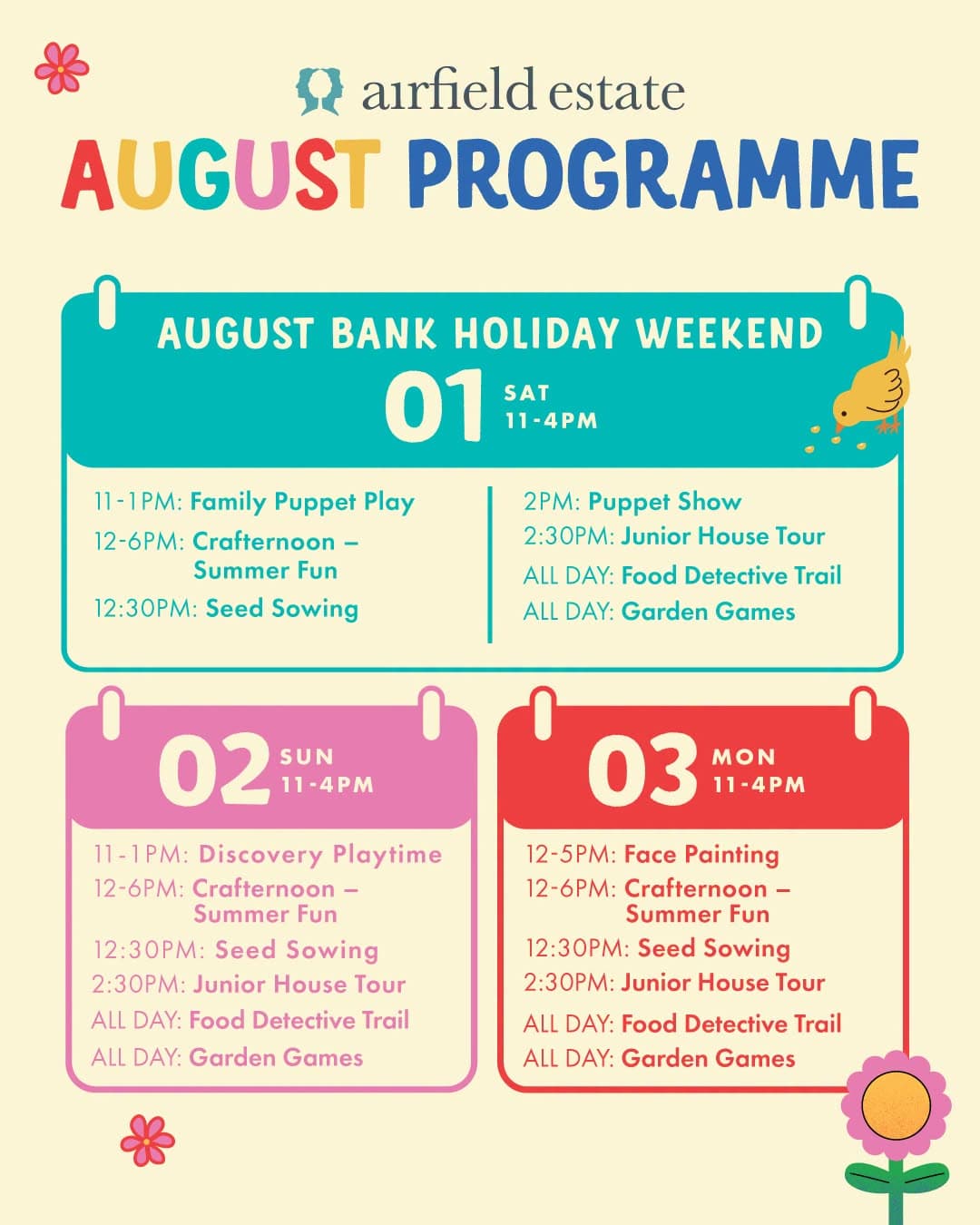 August Bank Holiday Weekend at Airfield Estate